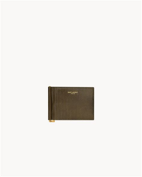 SAINT LAURENT PARIS bill clip wallet in lizard 